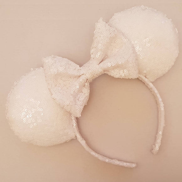 White sequin minnie mouse ears