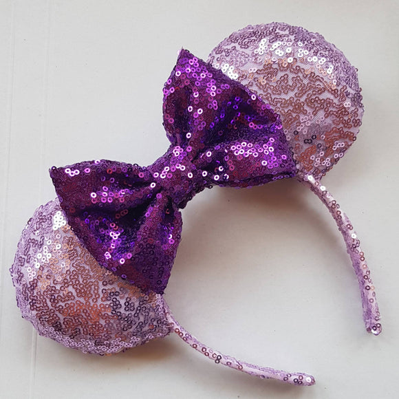 Purple sequin minnie ears choice of bow
