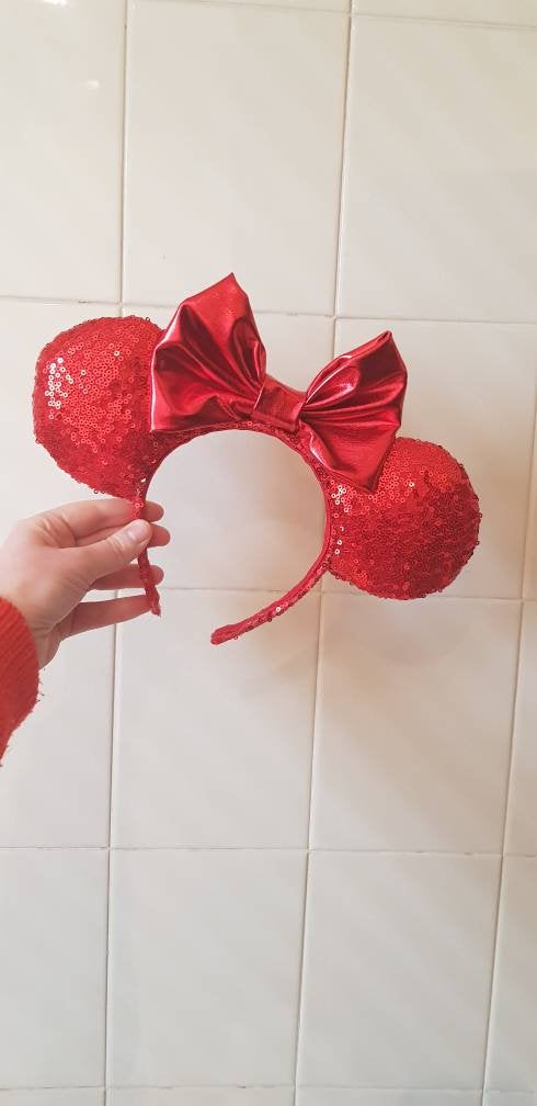 Red sequin minnie mouse ears