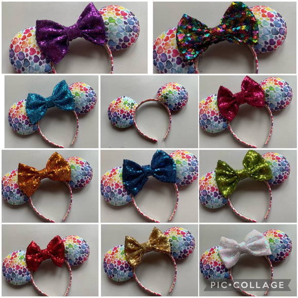 Pride rainbow love ears - choice of bow